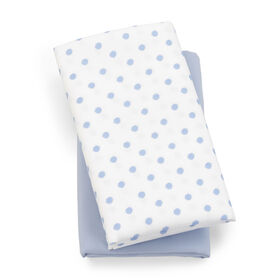 Lullaby Playard Fitted Sheet, 2-Pack in Blue Dot
